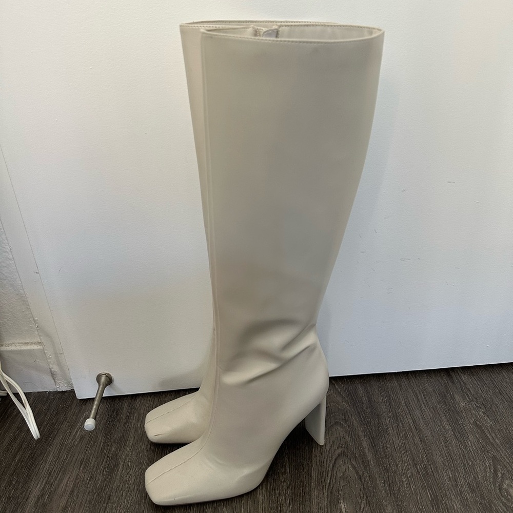 Zara Cream Knee-High Boots